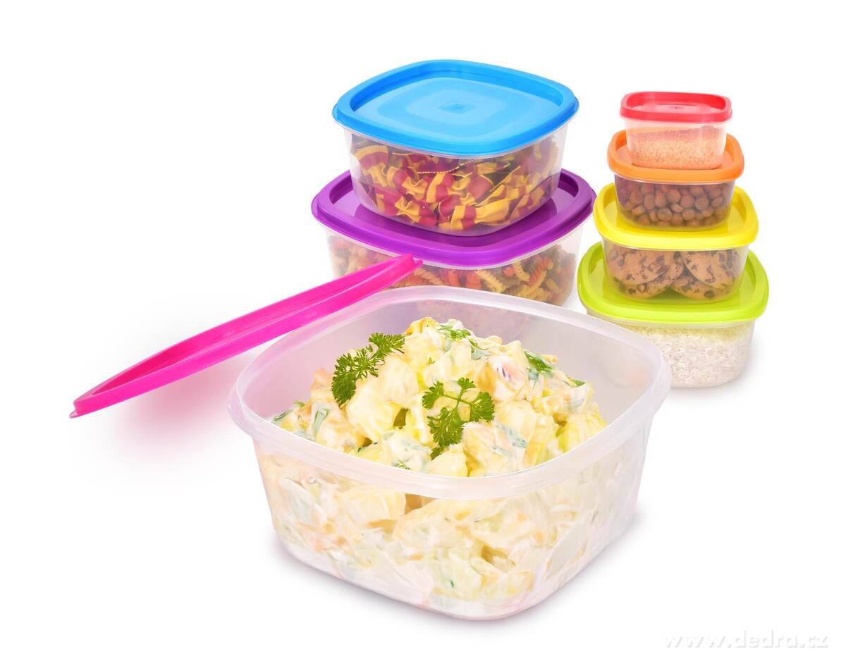 SEDMIKRÁSKA | Sada 7 dóz na uchovávání potravin | s barevnými víky