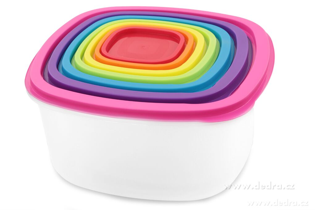 SEDMIKRÁSKA | Sada 7 dóz na uchovávání potravin | s barevnými víky