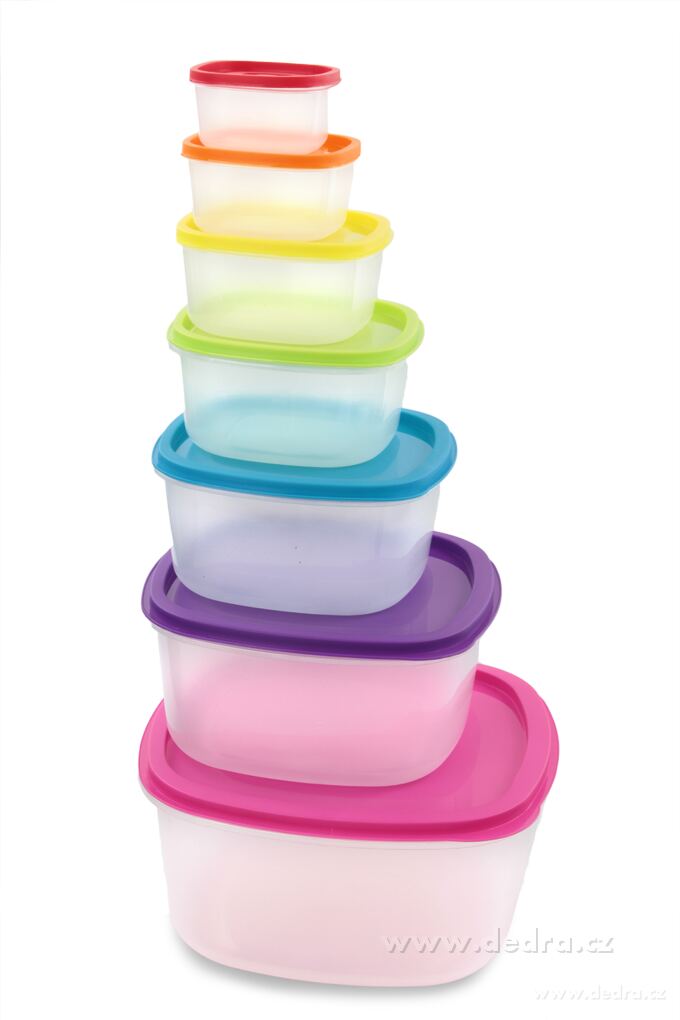 SEDMIKRÁSKA | Sada 7 dóz na uchovávání potravin | s barevnými víky