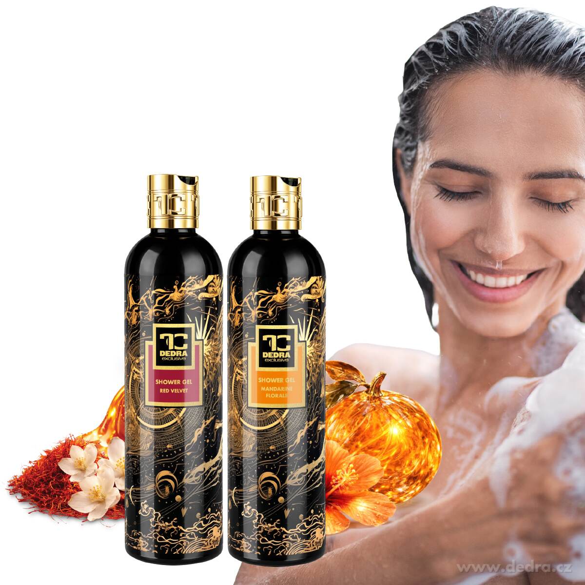 SMYSLNÝ RITUÁL | 2× exkluzivní šetrný sprchový gel s glycerinem & Aloe vera | RED VELVET & MANDARINE FLORALE | 320 ml ×2