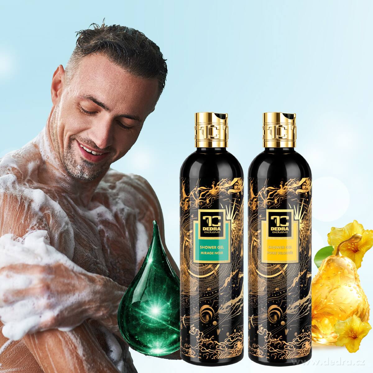 SMYSLNÝ RITUÁL | 2× exkluzivní šetrný sprchový gel s glycerinem & Aloe vera | MIRAGE NOIR & SAMETOVÁ HRUŠKA | 320 ml ×2