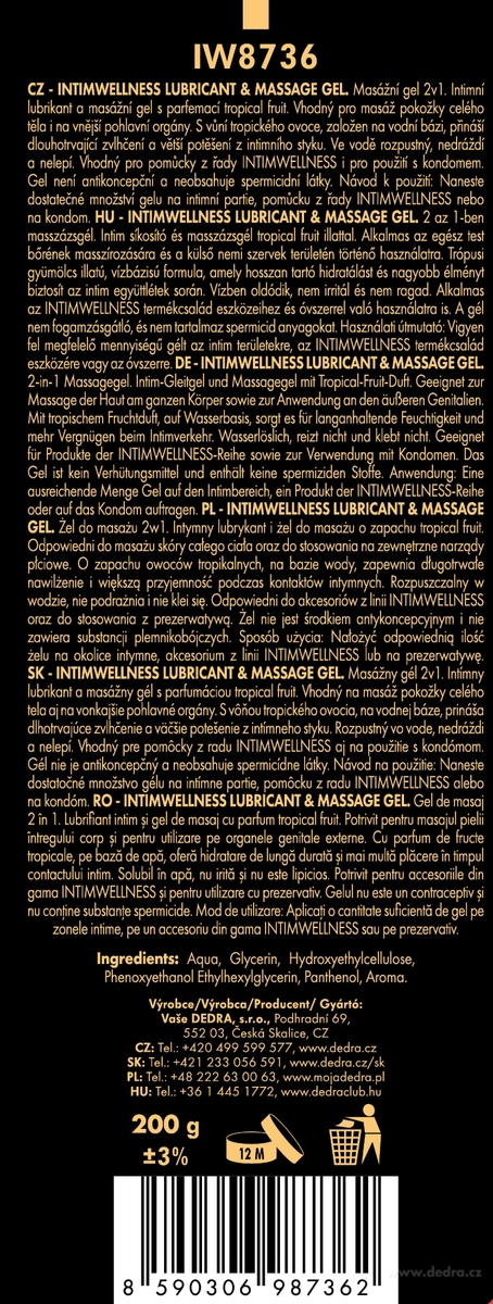 INTIMWELLNESS® lubrikačný a masážny gél s vôňou tropického ovocia