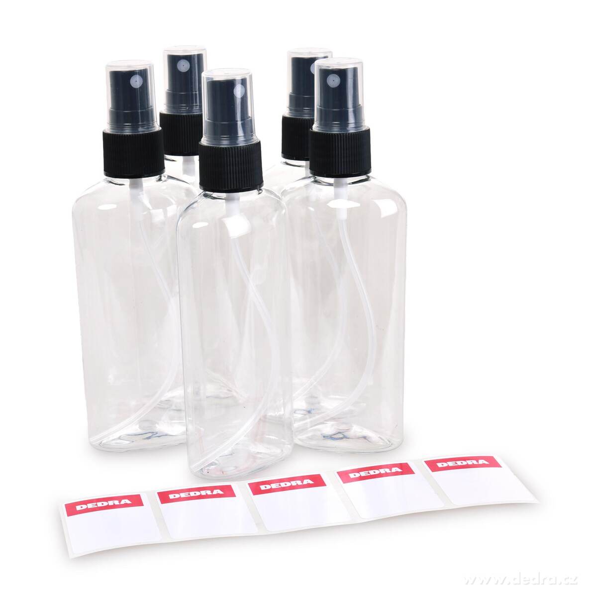 LABSET + SPRAY | 5 ks vzorkových lahviček s rozprašovačem a štítky | 100 ml | na vzorky parfémů, kosmetiky & čisticích prostředků