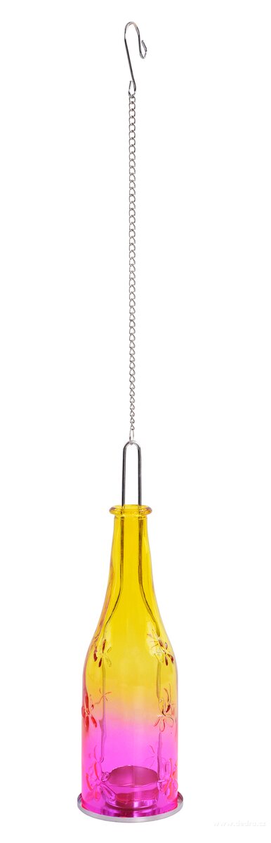 Barevná lahev 27 cm, závěsný svícen