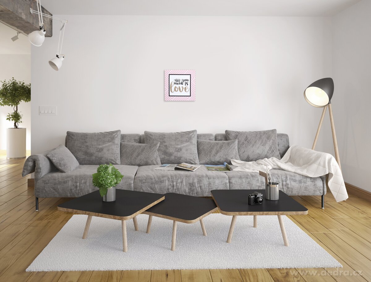 ALL YOU NEED IS LOVE | nástěnný obraz s glitter efektem | 28 x 28 cm