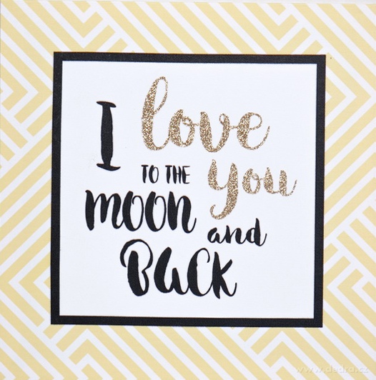 TO THE MOON | nástěnný obraz s glitter efektem | 28 x 28 cm