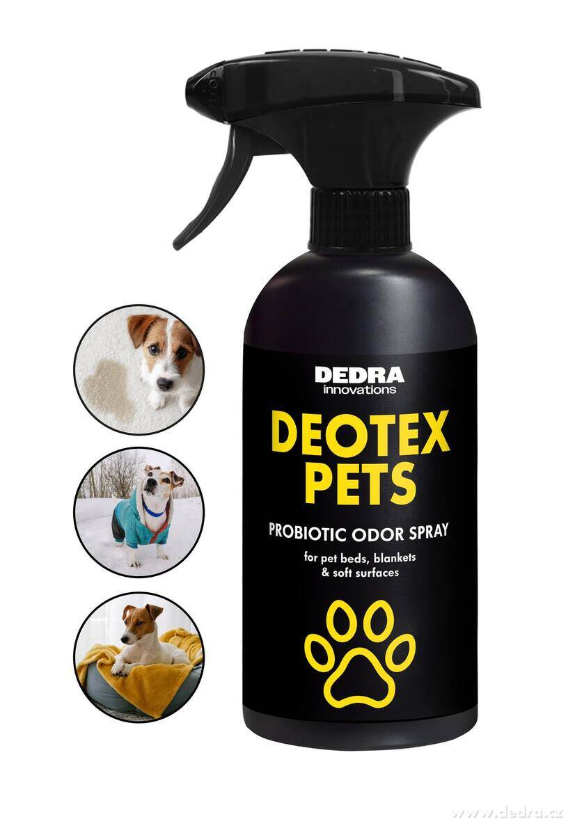 DEOTEX PETS | Praktický set pro domov plný mazlíčků | pohlcovač pachů & speciální tekutý prací prostředek s probiotiky | 500 ml + 525 ml