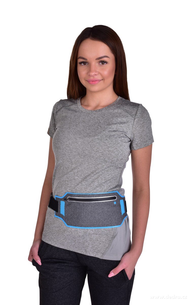 Sportovní pouzdro kolem pasu UNIVERSAL SLIM, elastické s kapsou na zip a reflexními prvky