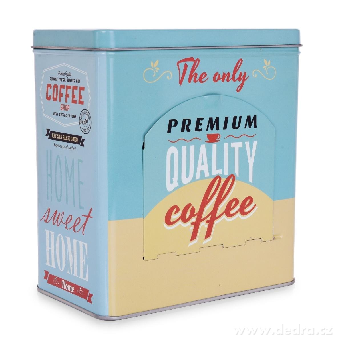 Kovová dóza QUALITY COFFEE na kávové kapsule s odklápacím vekom