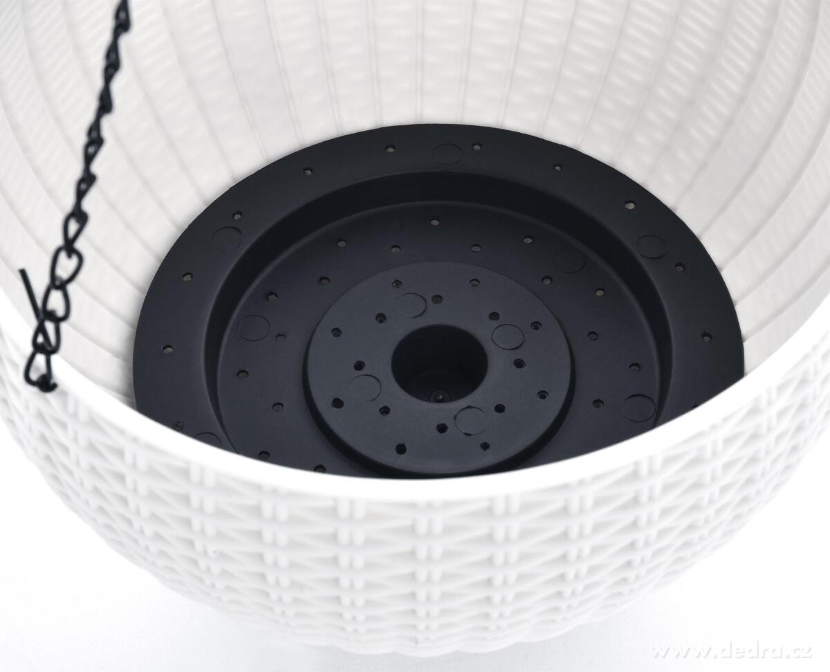 RATAN | samozavlažovací květináč závěsný | imitace ratanu | bílý | Ø 22 cm