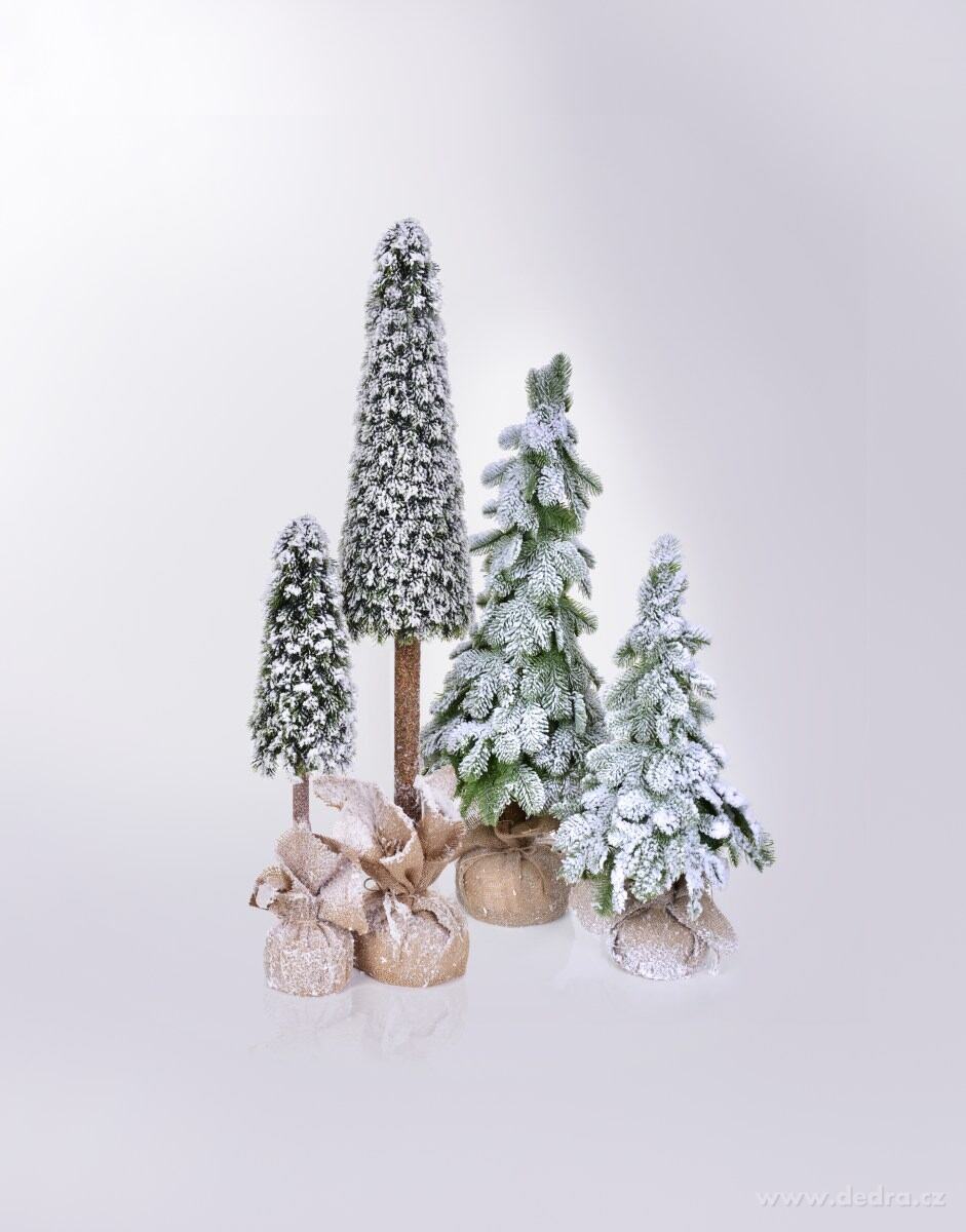 SNĚHOVÝ SMRK GRANDE | Zasněžený stojící stromek s jutovým podstavcem | 80 cm