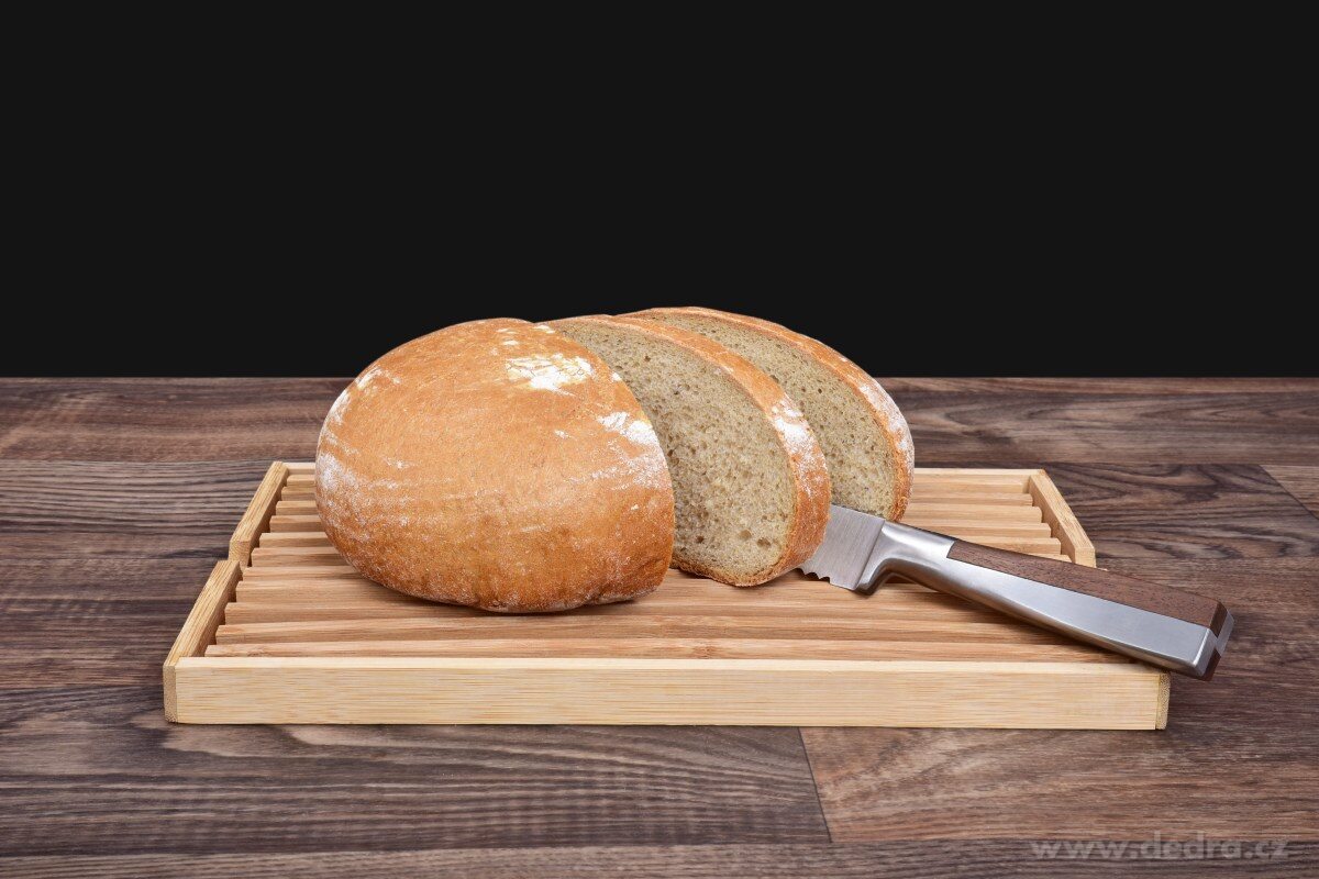 Bambusová NEDROBIACA doštička s roštom na chlieb a pečivo GoEco®