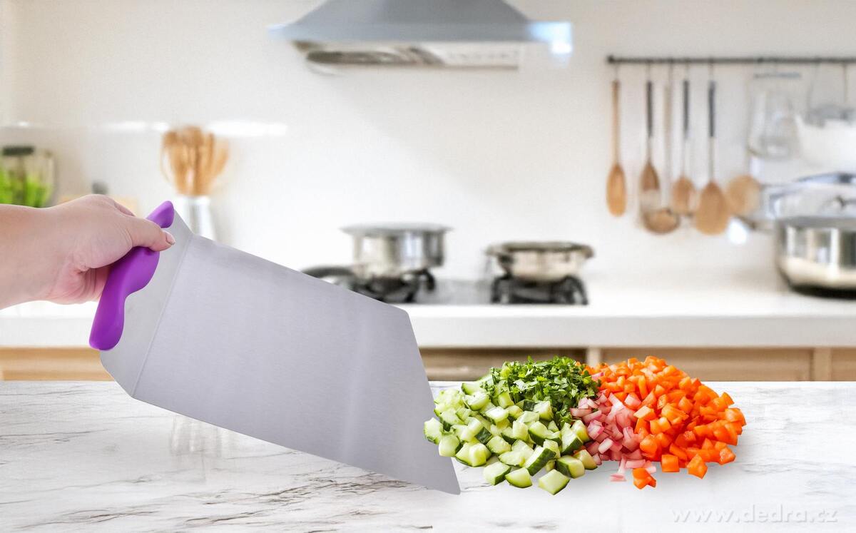 CHEF | XL široká nerezová stěrka – špachtle na pečení a vaření | 20 × 20 cm