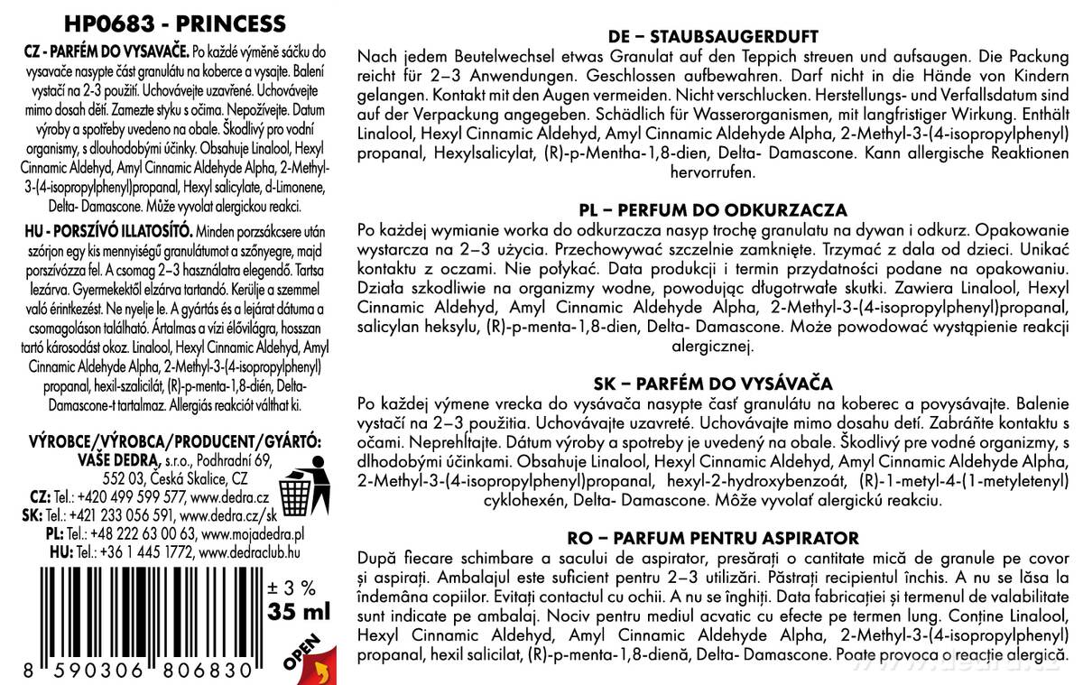 GOBELINO VACUUM PERFUME parfumované granule do vysávača - PRINCESS