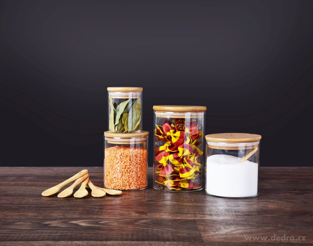 GoEco® | 190 ml | borosilikátová skleněná dóza s bambusovým víkem