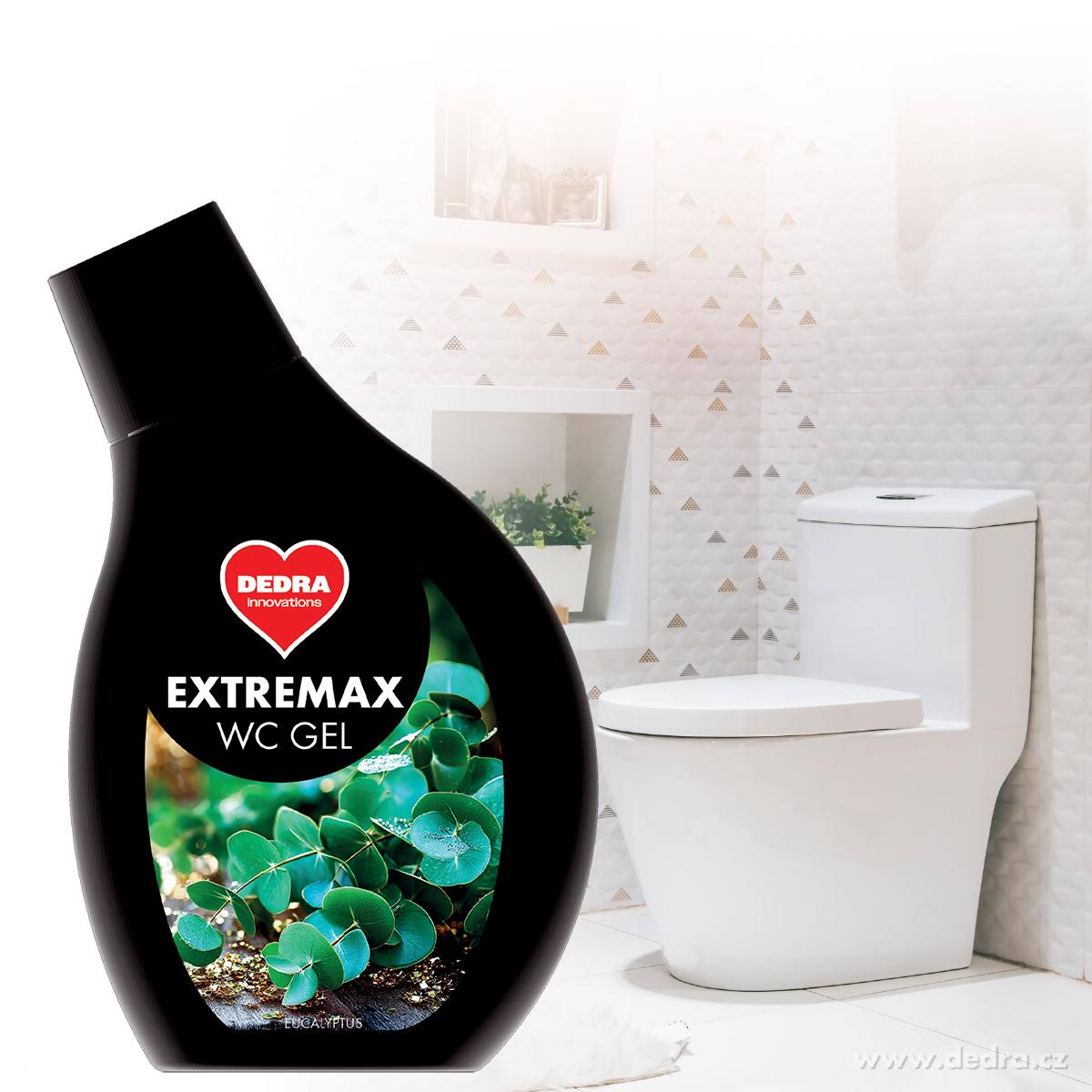 EXTREMAX WC GEL | hustý gel na WC, bidety & pisoáry | vůně EUCALYPTUS | 500 ml