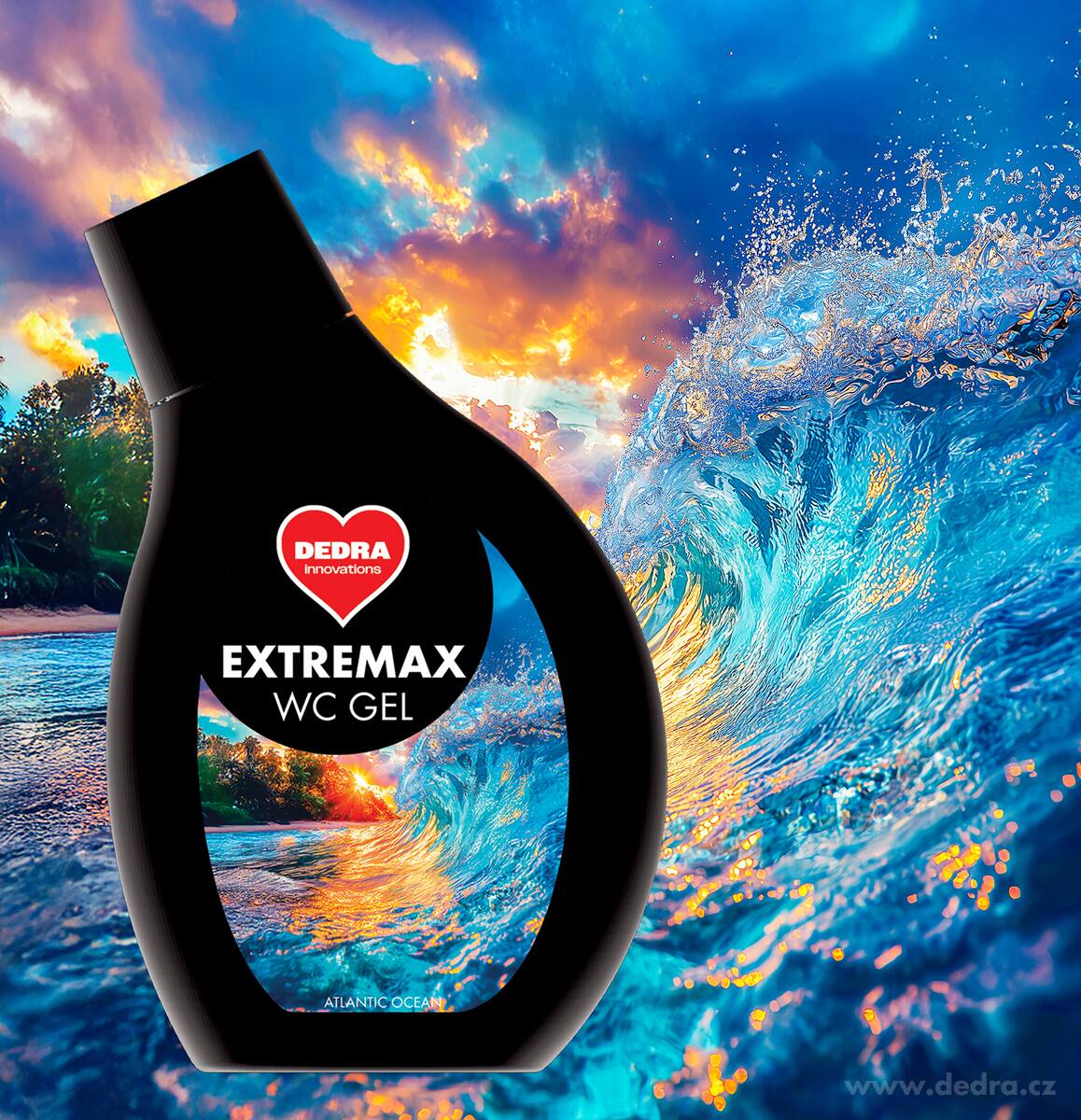 EXTREMAX | extra hustý čisticí gel na WC, bidety & pisoáry | silný účinek & vůně ATLANTIC OCEAN | 500 ml