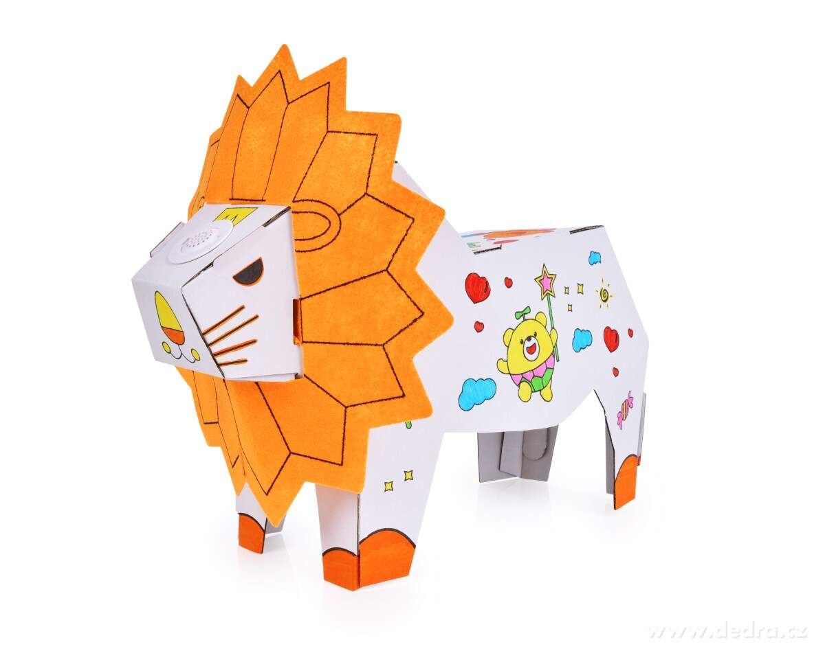 CREATE&PLAY | 3D skládací omalovánka LEV | hraje & svítí | 26 cm + fixy