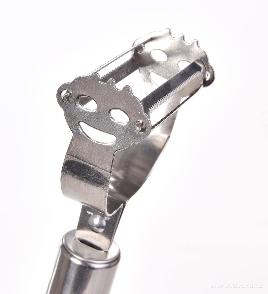 2v1 dvoj-čepelková nerezová škrabka, PILKOVÉ a PROUŽKOVÉ ostří GOURMET 18 cm