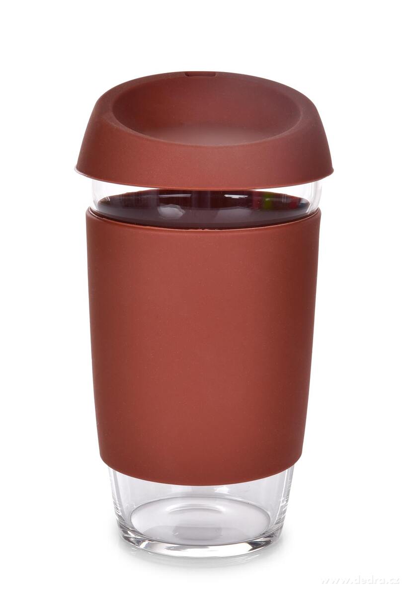 KELIMERO® | skleněný kelímek na kávu TO GO 500 ml | se silikonovým víčkem a manžetou