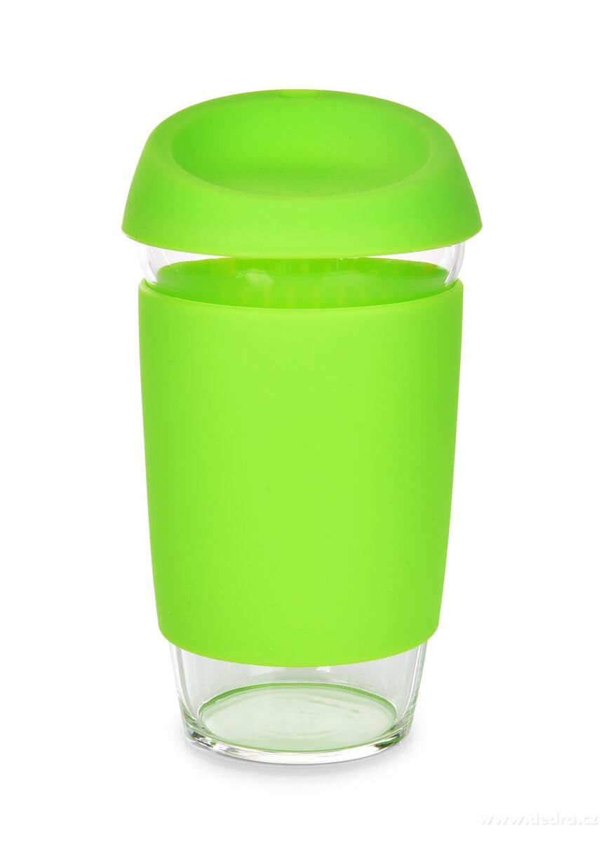 KELIMERO® sklenený kelímok na kávu 500 ml so silikónovým viečkom a manžetou TO GO