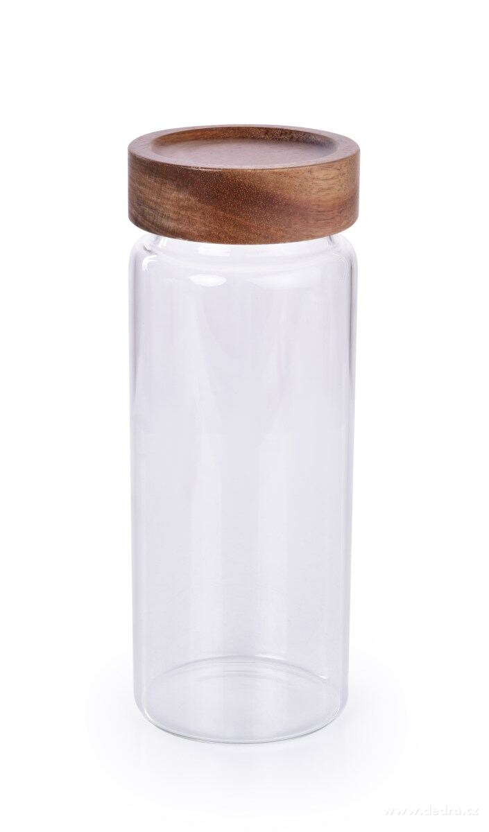 780 ml skleněná dóza s akáciovým víkem ACACIA & BOROSIL GLASS GoEco®