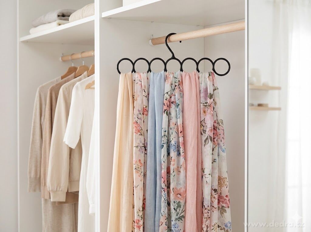 Šálovník, ramínko na šály a šátky se 7 kroužky