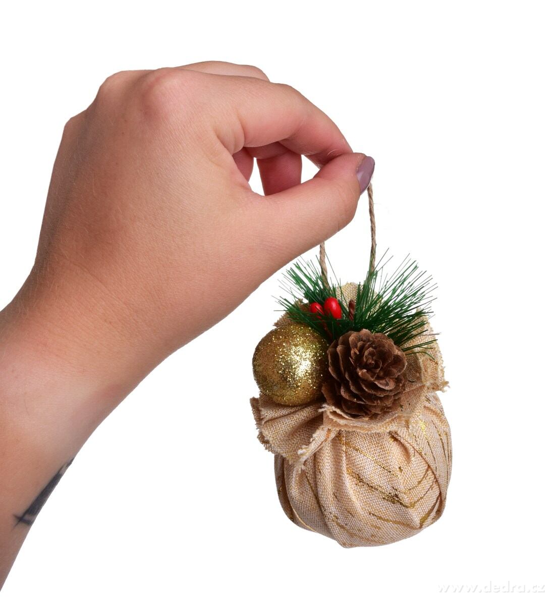 KOULE V REŽNÉM KABÁTKU | sada vánočních ozdob s přízdobou | 3 ks × 6 cm