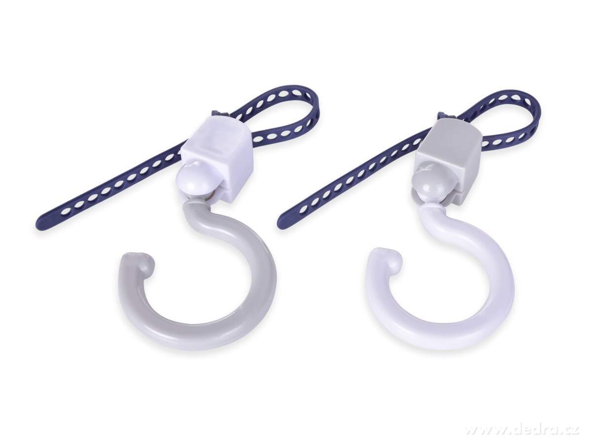 PRAKTIK | 2 ks otočný háček s nastavitelným páskem | na kočárek, skříň i šňůru