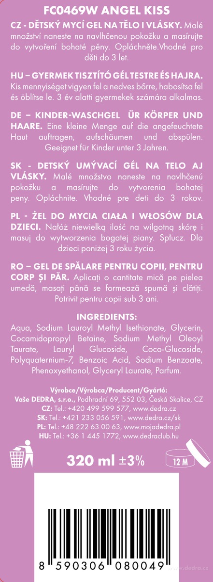 2+1 VESELÁ DĚTSKÁ SADA | Ultra jemné dětské mýdlo na tělo a ruce ANGEL KISS + ultra jemný dětský sprchový gel na tělo i vlásky LITTLE STAR & ANGEL KISS | 320 ml ×3