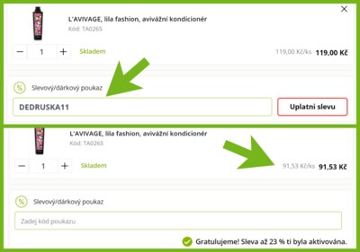 Slevu můžeš vložit například v košíku nebo během registrace