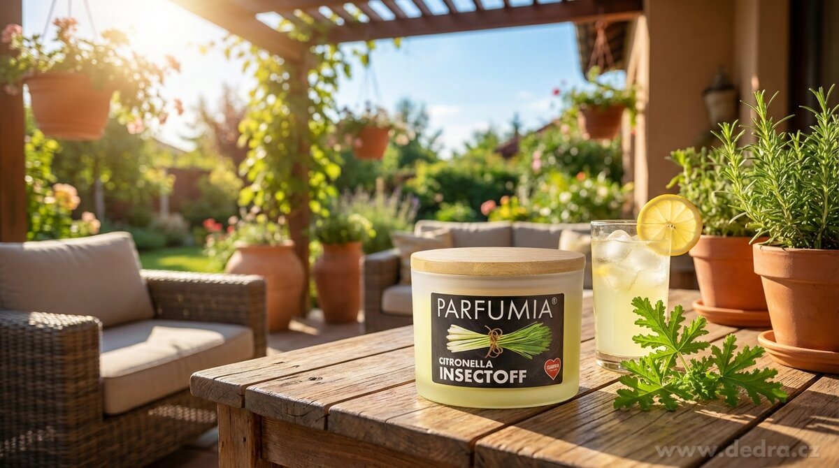 CITRONELLA INSECTOFF | venkovní sójová svíčka | 2 knoty | PARFUMIA® | 400 ml
