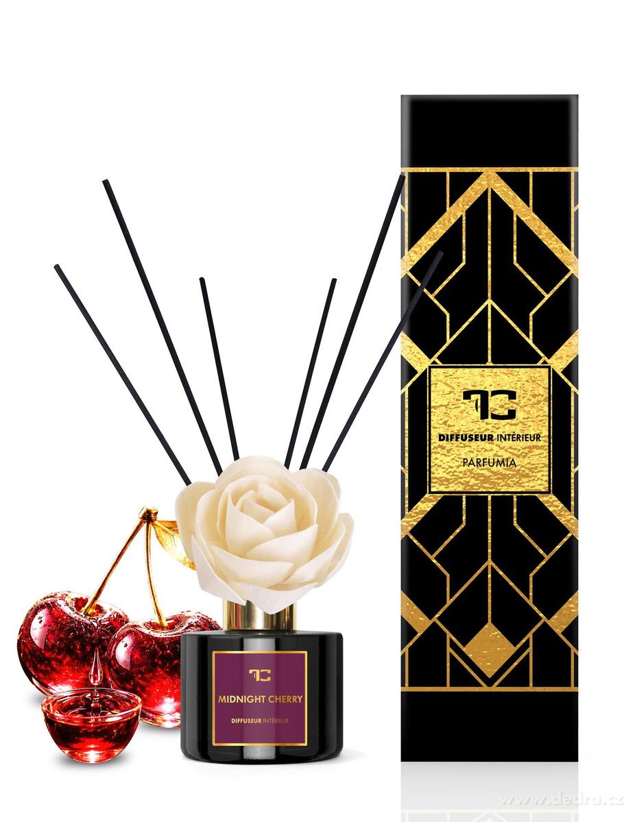 MIDNIGHT CHERRY | difuzér s FLOW květinou & tyčinkami | PARFUMIA® | 200 ml