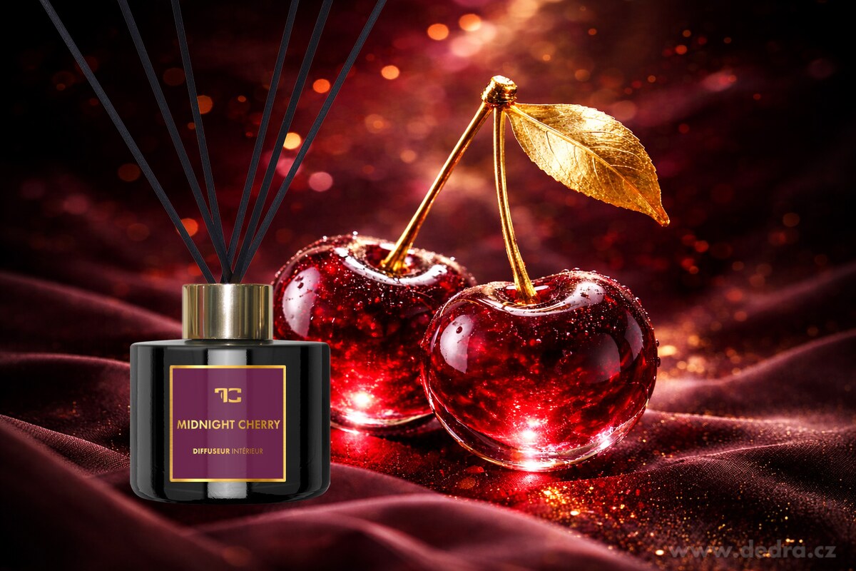 MIDNIGHT CHERRY | difuzér s FLOW květinou & tyčinkami | PARFUMIA® | 200 ml