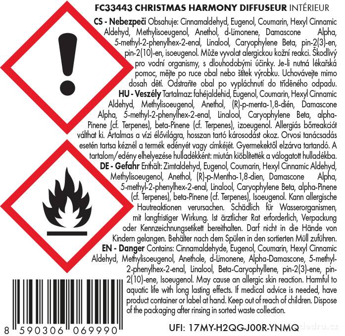 CHRISTMAS HARMONY | tyčinkový difuzér | PARFUMIA® | 100 ml