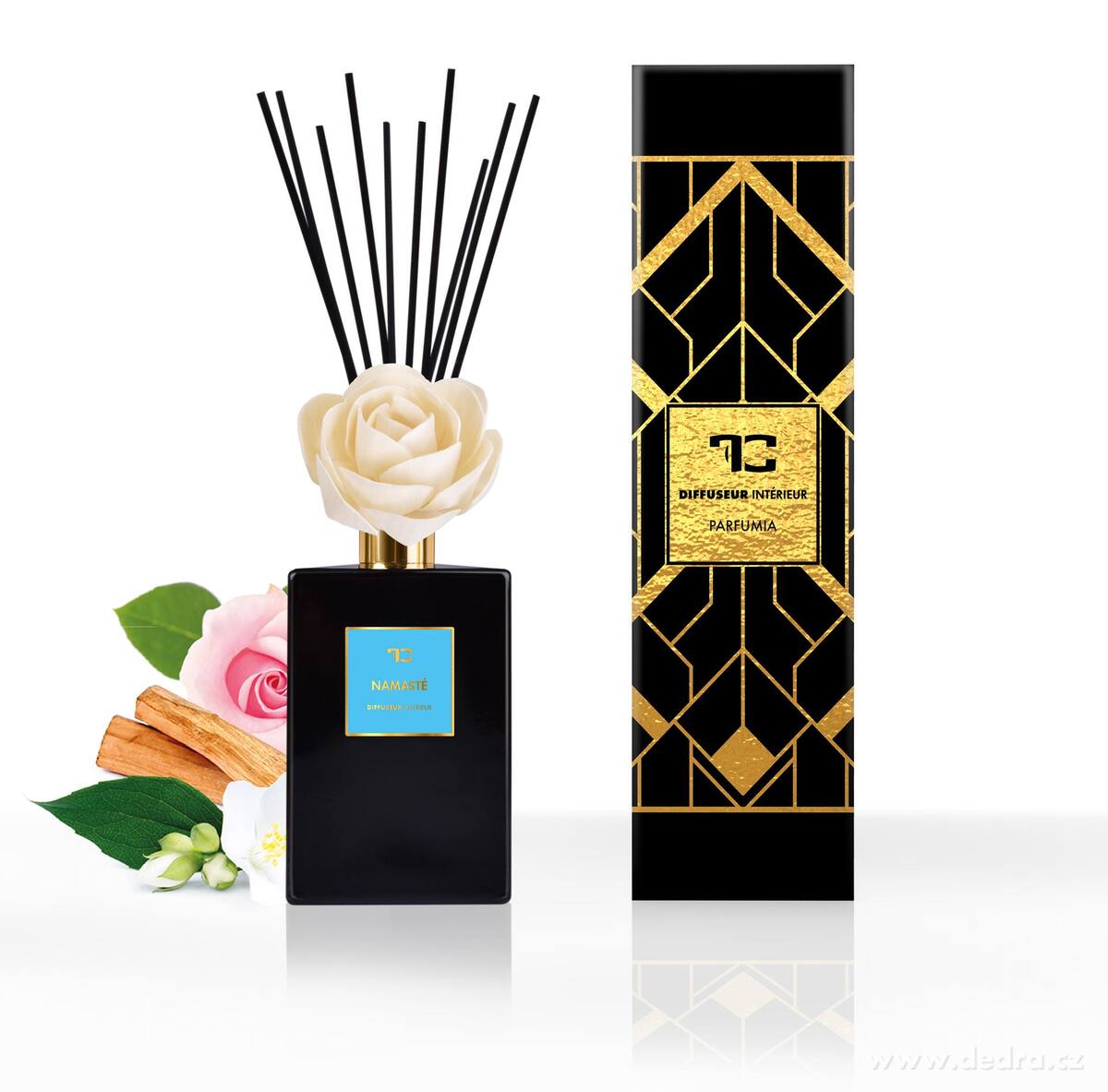 NAMASTÉ | XL difuzér s FLOW květinou & tyčinkami | PARFUMIA® | 500 ml