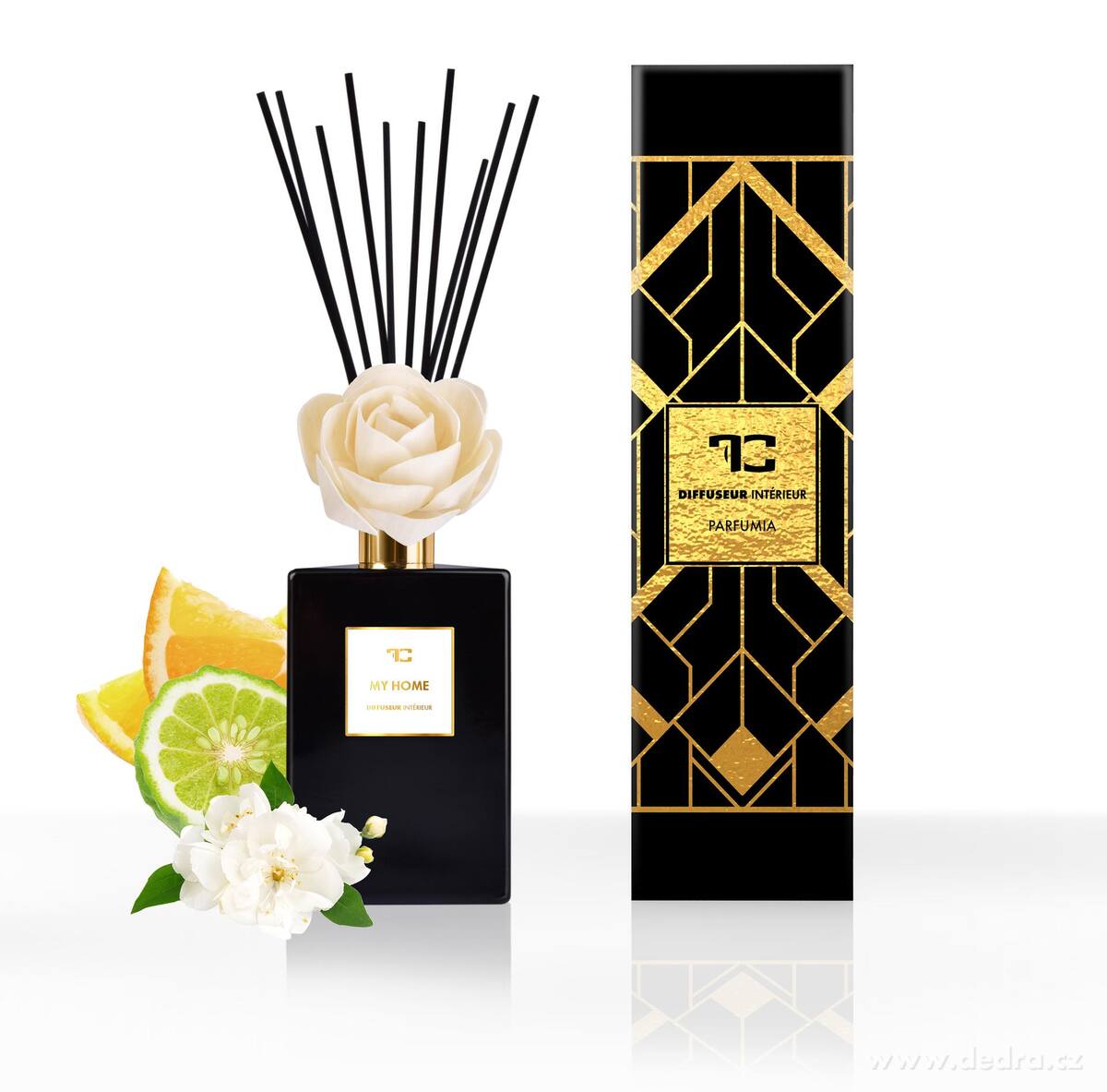 MY HOME | XL difuzér s FLOW květinou & tyčinkami | PARFUMIA® | 500 ml