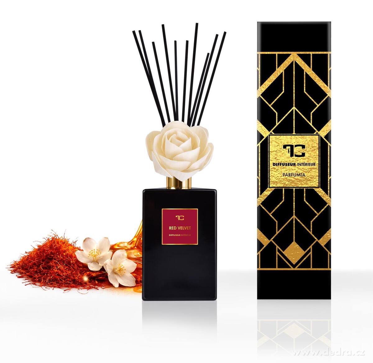 RED VELVET XL difuzér s FLOW kvetinou a tyčinkami PARFUMIA®