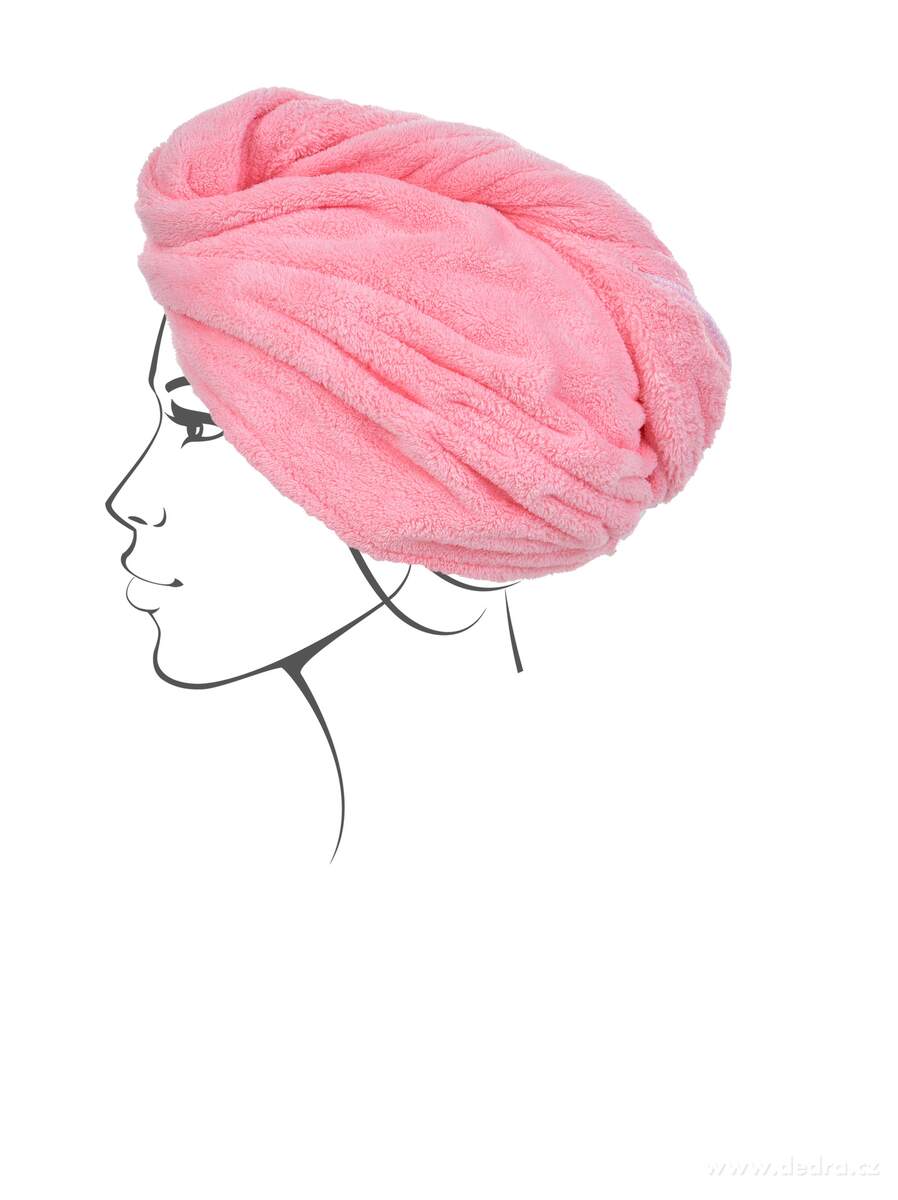 SPA | XL turban na sušení vlasů | exkluzivní LAGOON mikrovlákno | antistatický | proti lámání | růžový