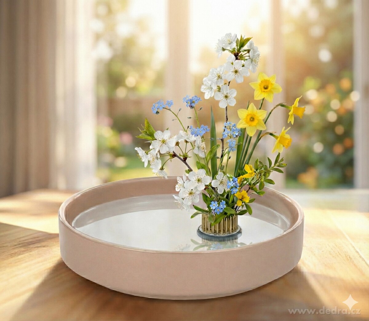 IKEBANA | Keramická mísa na květinové aranžmá | Ø 20 cm | 1200 ml béžová