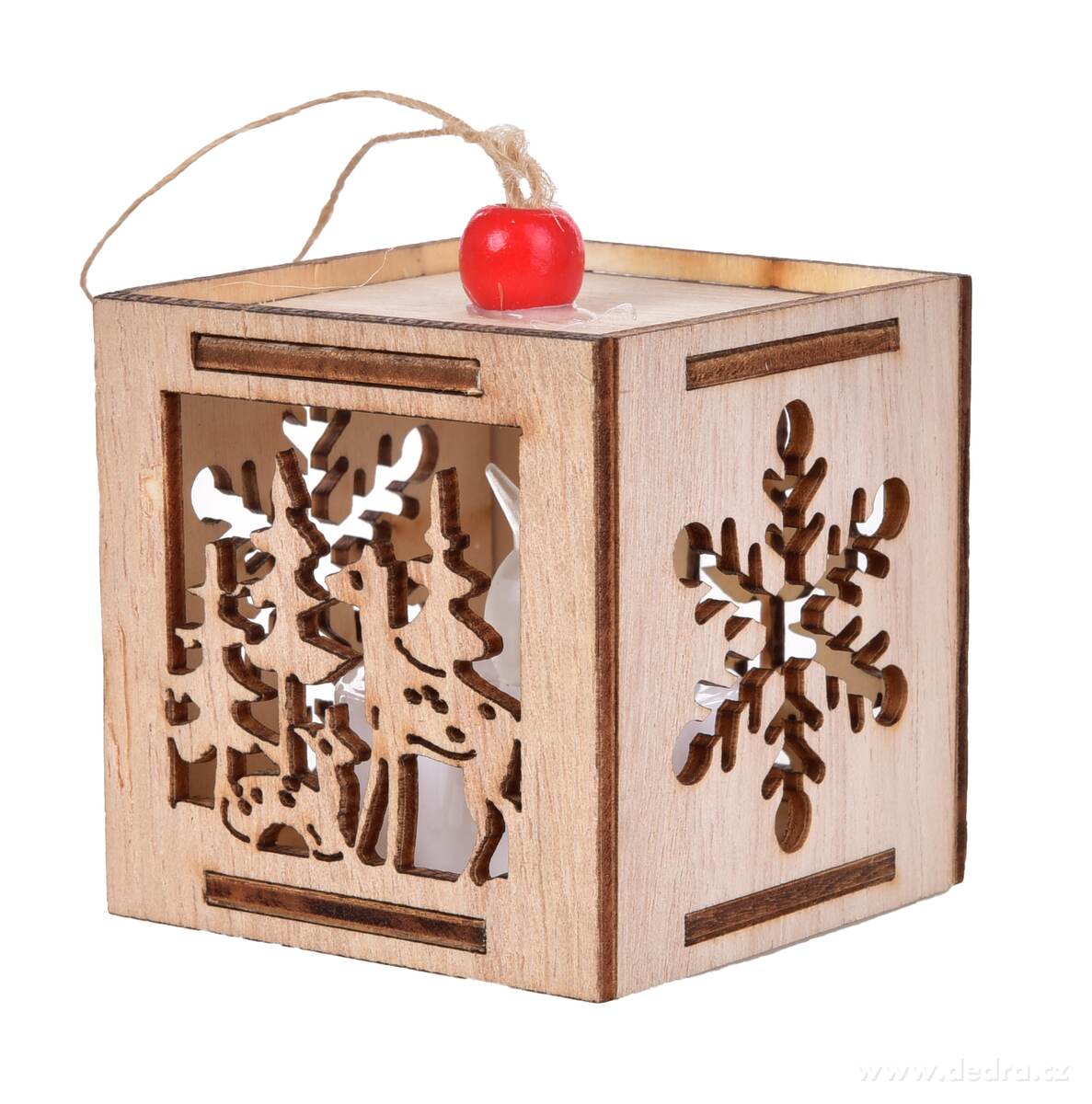 LESNÍ TICHO SE SVĚTLEM | dřevěná LED dekorace | 5 × 5 cm