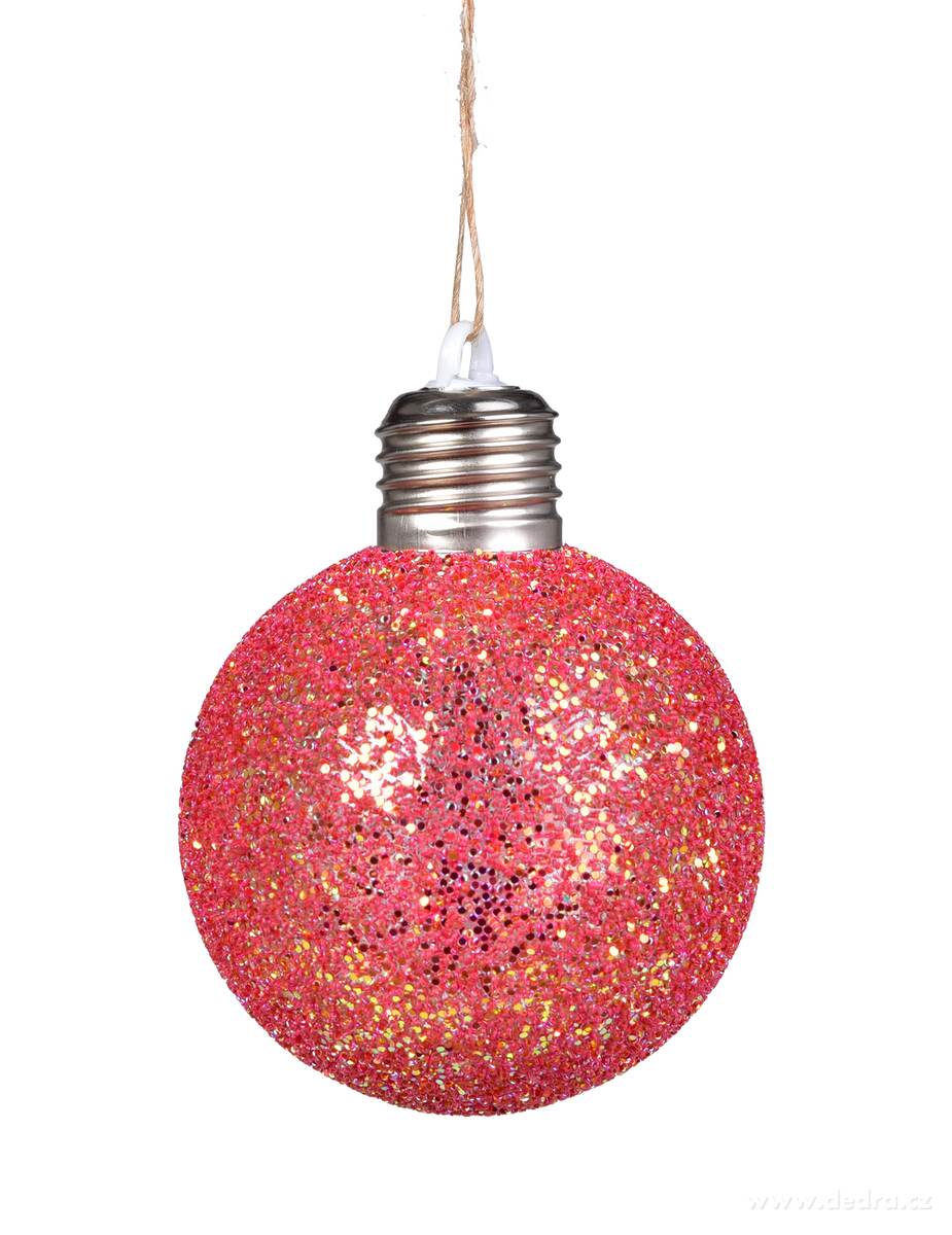 RUBÍNOVÉ SVĚTLO | LED světelná koule s flitry | 8 cm