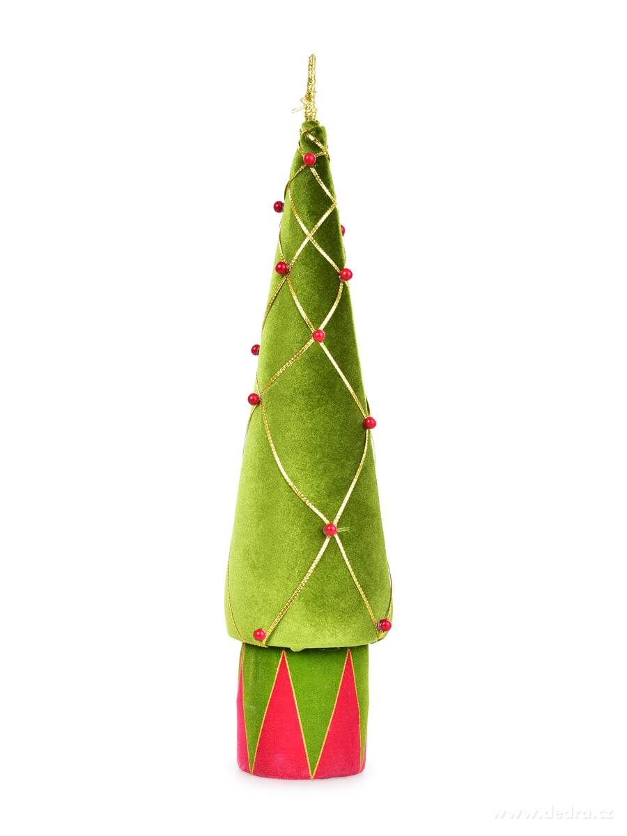 SVÁTEČNÍ HARLEKÝN | velurový kuželový stromek | 55 cm