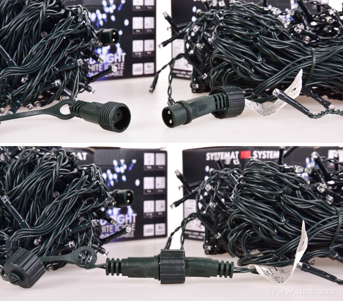 LED SVĚTELNÝ DÉŠŤ | studená bílá | 200 diod | 4 m | propojovací systém bez adaptéru