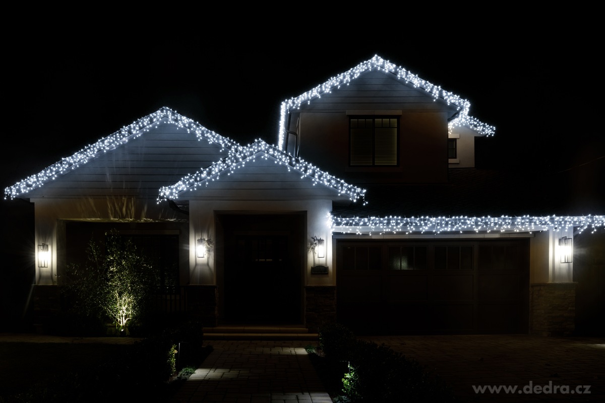 LED SVĚTELNÝ DÉŠŤ | studená bílá | 200 diod | 4 m | propojovací systém bez adaptéru