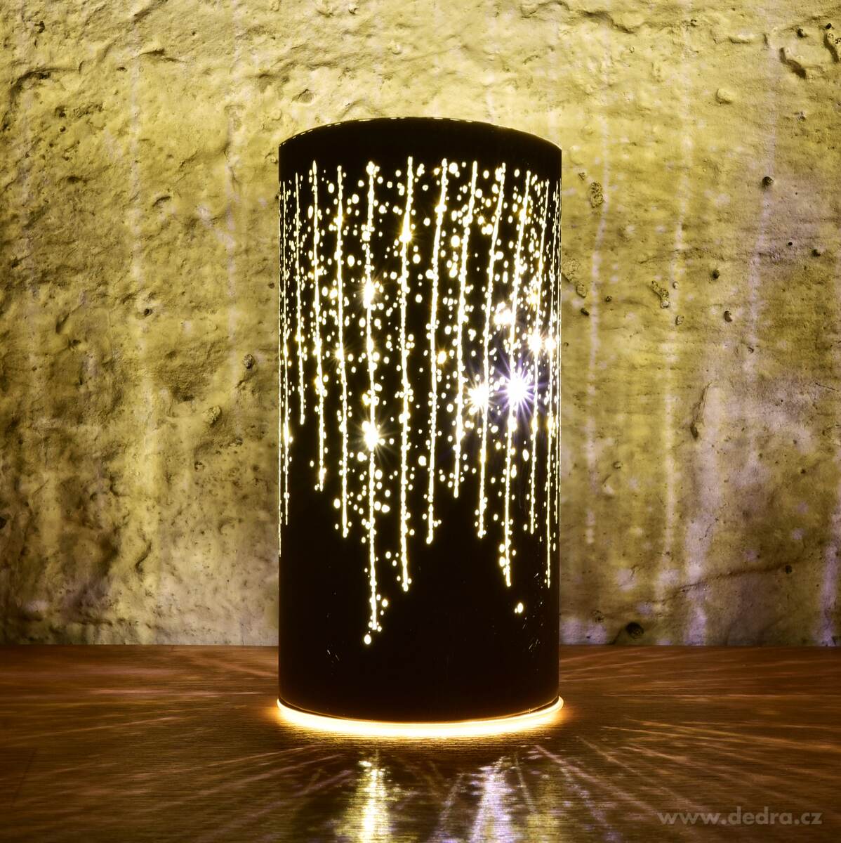 SOLENIA | 20,5 cm skleněný svícen s LED osvětlením | matný bílý dekor