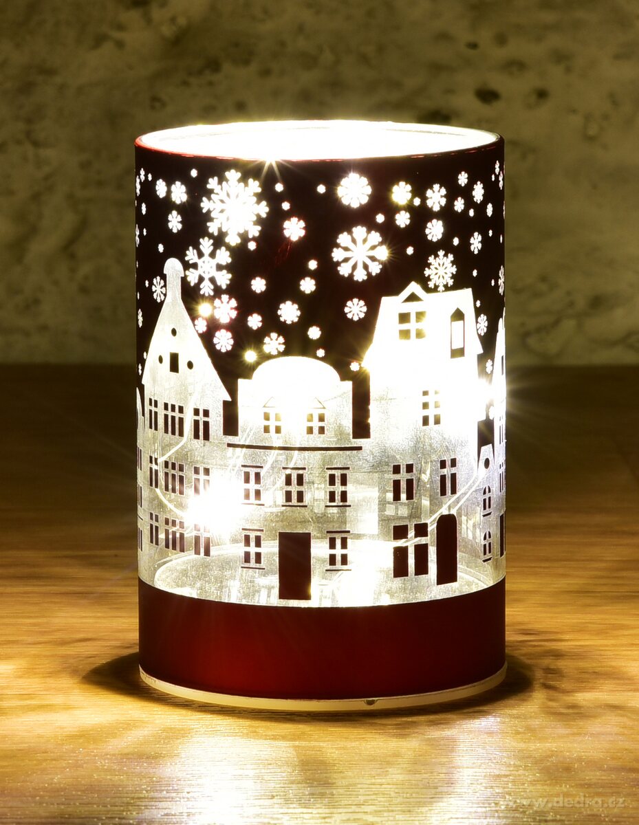 10 cm skleněný svícen s led osvětlením