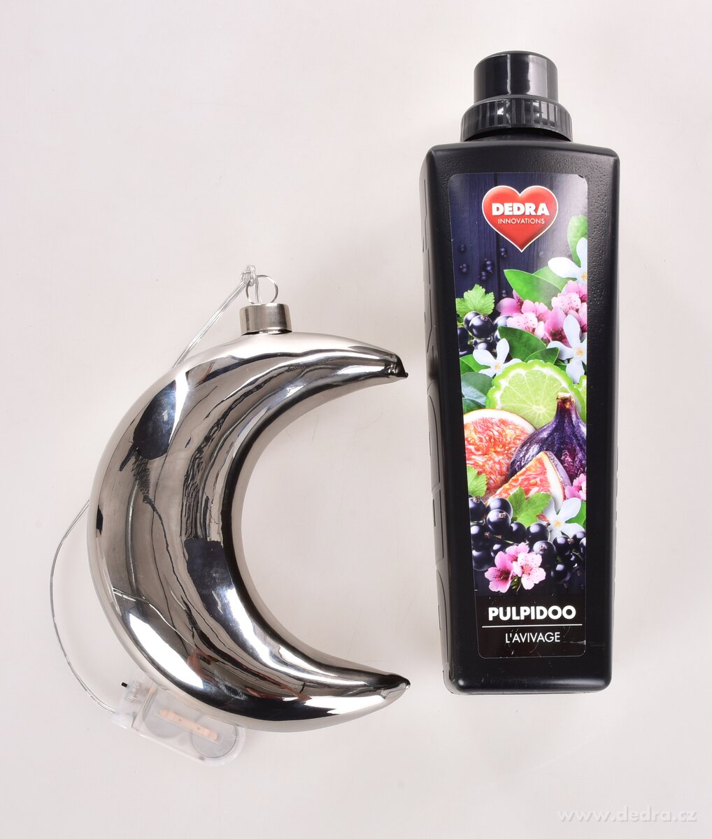 LUNARA | 18 cm závěsný stříbrný měsíc s LED osvětlením | dekorace na zavěšení