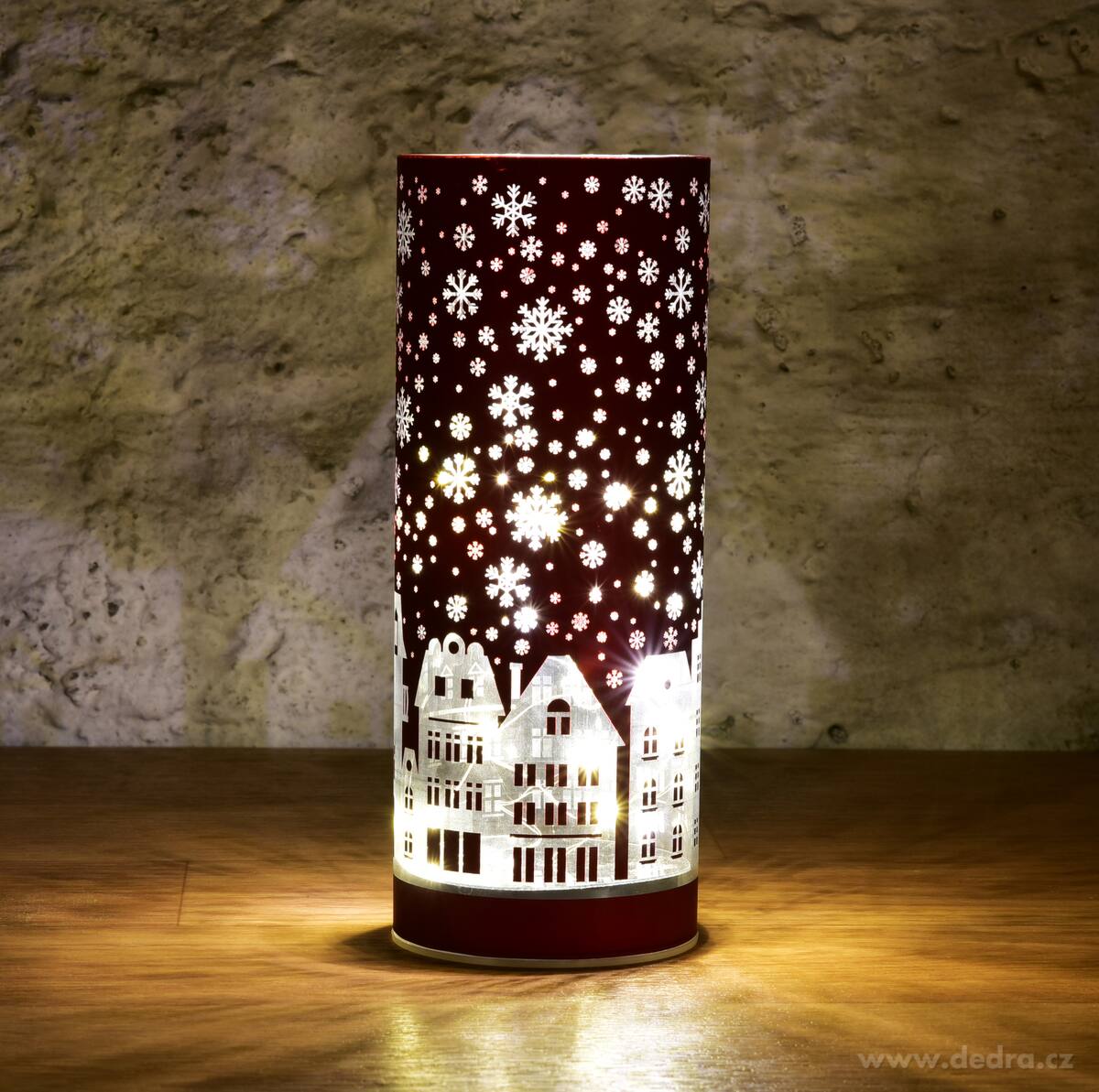 20 cm skleněný svícen s led osvětlením