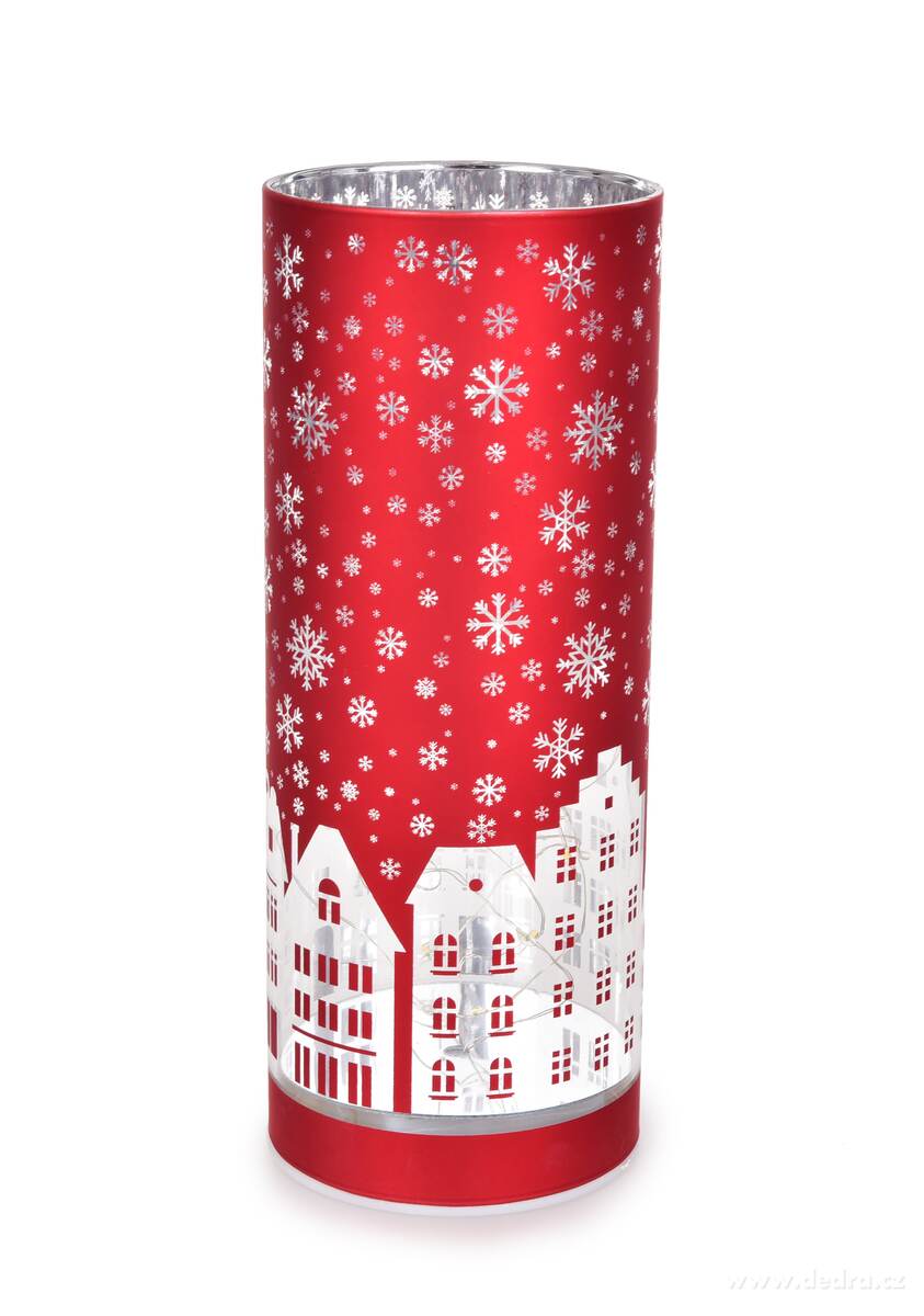 20 cm skleněný svícen s led osvětlením